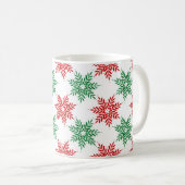 Red & Green Watercolor Snowflake Muster 2 Kaffeetasse (VorderseiteRechts)