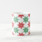 Red & Green Watercolor Snowflake Muster 2 Kaffeetasse (Mittel)