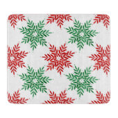 Red & Green Watercolor Snowflake Muster 2 Schneidebrett (Vorderseite)