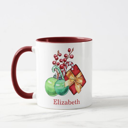 Red Green Watercolor Weihnachtsgeschenk Kaffee Tas Tasse (Links)