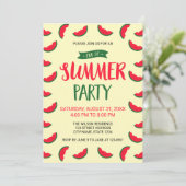 Red Green Watermelon Ende Sommer Party Einladung (Stehend Vorderseite)