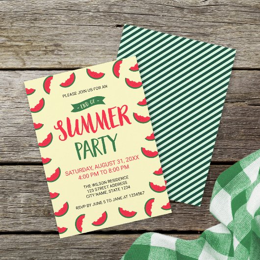 Red Green Watermelon Ende Sommer Party Einladung