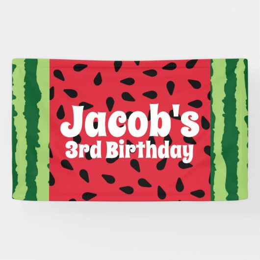 Red Green Watermelon Geburtstagspartei Banner (Horizontal)