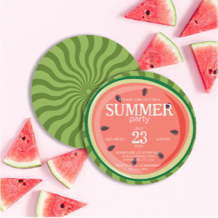 Red Green Watermelon Slices Summer Party Einladung