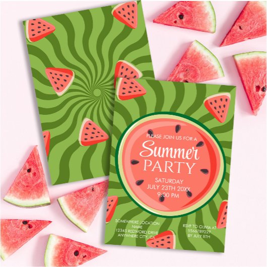 Red Green Watermelon Sommer-Party Einladung