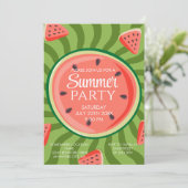 Red Green Watermelon Sommer-Party Einladung (Stehend Vorderseite)