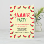 Red Green Watermelon Summer Party Einladung (Stehend Vorderseite)