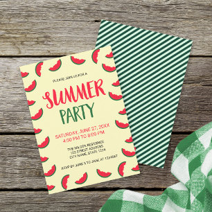 Red Green Watermelon Summer Party Einladung