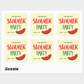 Red Green Watermelon Summer Party Quadratischer Aufkleber (Blatt)