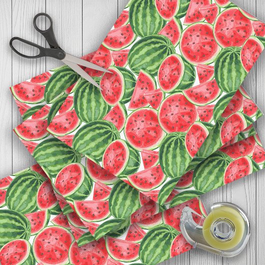Red Green Watermelon Summer Picnic Seidenpapier