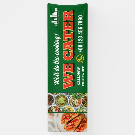 Red Green We Cater Catering Promo Logo-Foto Banner (Vertikal)