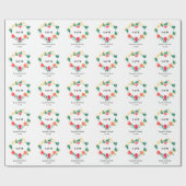Red Green Wedding Heart Floral Geschenkpapier (Flach)