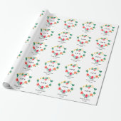 Red Green Wedding Heart Floral Geschenkpapier (Ungerollt)