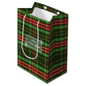 Red-Green Weihnachten Karierte Geschenktasche Mittlere Geschenktüte (Vorderseite Schrägansicht)