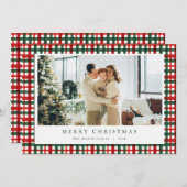 Red Green Weihnachten Kariertes Foto Weihnachtskar (Vorne/Hinten)