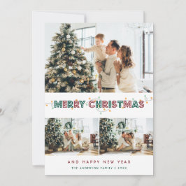 Red Green Weihnachtslicht Schnee 3 FotoCollage Feiertagskarte