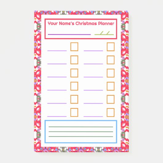 Red Green Weihnachtsplan Notes Festivals Planner Post-it Klebezettel (Vorderseite)