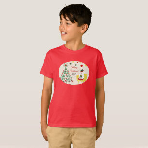 Red Green White Bär Tree Monogram Frohe Weihnachte T-Shirt