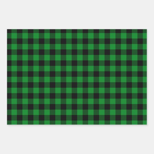 Red Green & White Buffalo Kariert Geschenkpapier Set (Vorderseite 2)