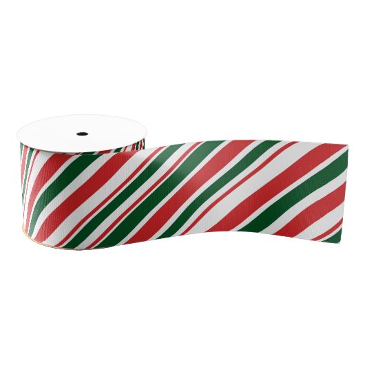 Red Green White Candy Stripes Ripsband (Spule)