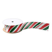 Red Green White Candy Stripes Satinband (Spule)