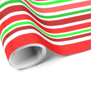Red Green White Christmas Candy Cane Style Streife Geschenkpapier