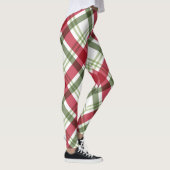 Red Green White Christmas Kariert Leggings (Rechts)