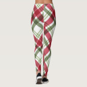 Red Green White Christmas Kariert Leggings (Rückseite)