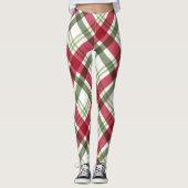 Red Green White Christmas Kariert Leggings (Vorderseite)