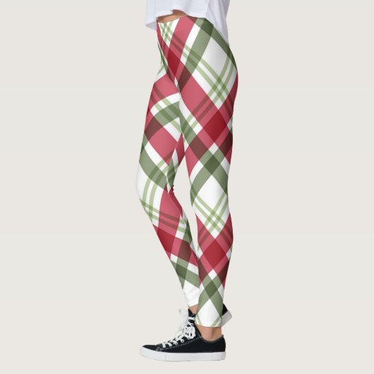 Red Green White Christmas Kariert Leggings (Links)