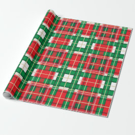 RED GREEN WHITE CHRISTMAS KARIERTE PATTER GESCHENKPAPIER