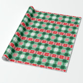 RED GREEN WHITE CHRISTMAS KARIERTE PATTER GESCHENKPAPIER (Ungerollt)