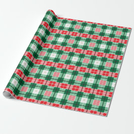 RED GREEN WHITE CHRISTMAS KARIERTE PATTER GESCHENKPAPIER