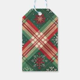 RED GREEN WHITE CHRISTMAS PLAID PATTERN GESCHENKANHÄNGER