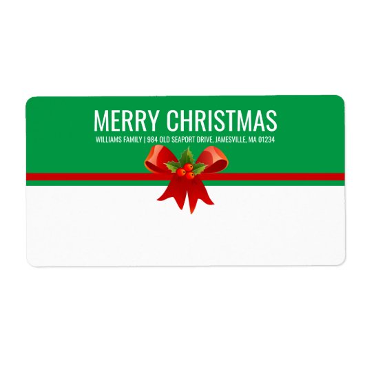 Red Green & White Christmas Shipping Label (Vorne)