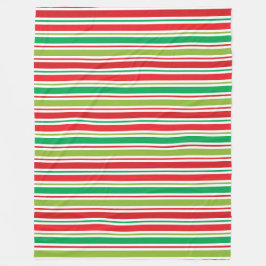 RED GREEN WHITE CHRISTMAS STRIPES FLEECEDECKE