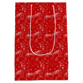 Red green & white Christmas winter cats Mittlere Geschenktüte (Rückseite)