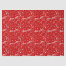 Red green & white Christmas winter cats Seidenpapier