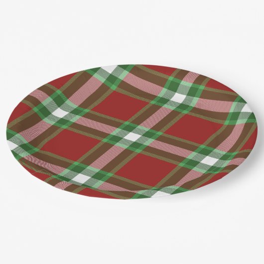 Red Green White Cool Red Lumberjack Kariertes Must Pappteller (Schrägansicht)