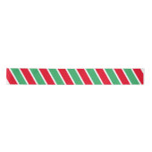 Red Green & White Diagonal Strip Weihnachten Satinband (Vorderseite)