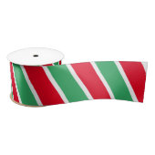 Red Green & White Diagonal Strip Weihnachten Satinband (Spule)
