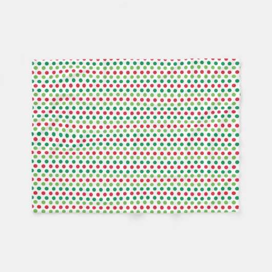 Red Green White Dot Christmas Fleecedecke (Vorderseite (Horizontal))