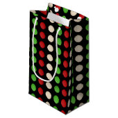 Red Green White Dot Muster Kleine Geschenktüte (Vorderseite Schrägansicht)