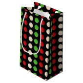 Red Green White Dot Muster Kleine Geschenktüte (Rückseite Schrägansicht)