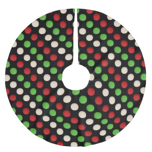 Red Green White Dot Muster Polyester Weihnachtsbaumdecke (Vorderseite)