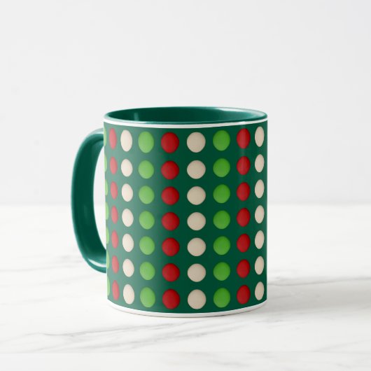 Red Green White Dot Pattern Tasse (Vorderseite Links)