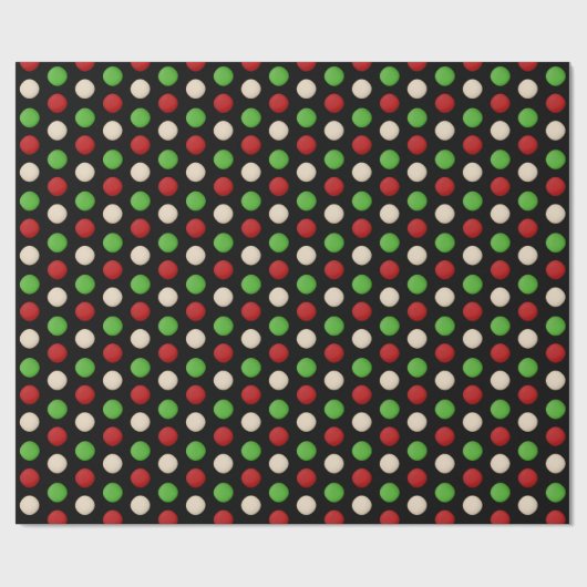 Red Green White Dots Geschenkpapier (Flach)