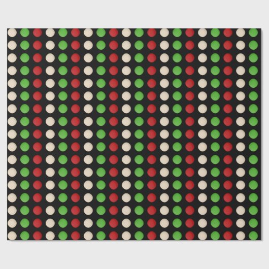 Red Green White Dots Geschenkpapier (Flach)