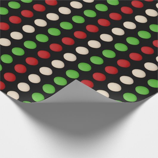 Red Green White Dots Geschenkpapier (Ecke)