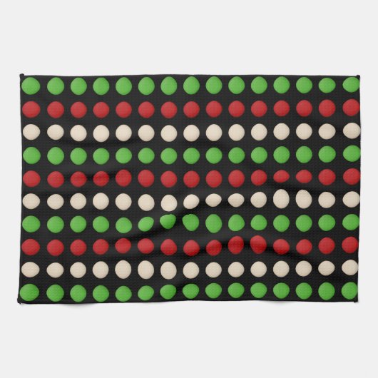 Red Green White Dots Handtuch (Horizontal)